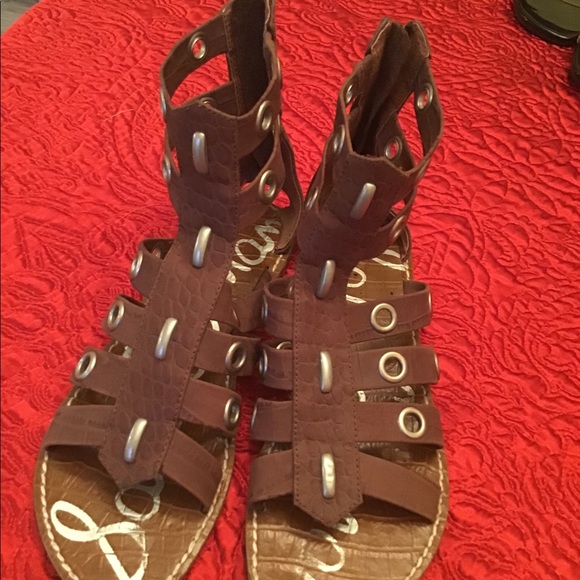 Sam Edelman brown strappy sandals zipper back 7.5 - Picture 4 of 9